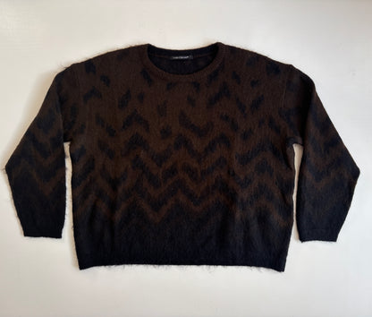 Luisa Cerano lockerer Mohair-Strickpullover in braun-schwarz, S,M,L