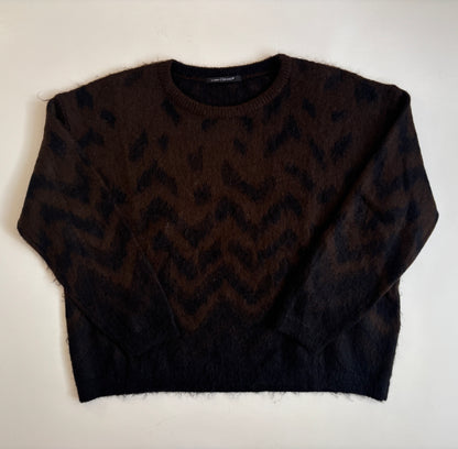 Luisa Cerano lockerer Mohair-Strickpullover in braun-schwarz, S,M,L