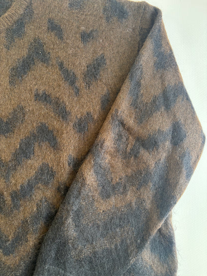 Luisa Cerano lockerer Mohair-Strickpullover in braun-schwarz, S,M,L