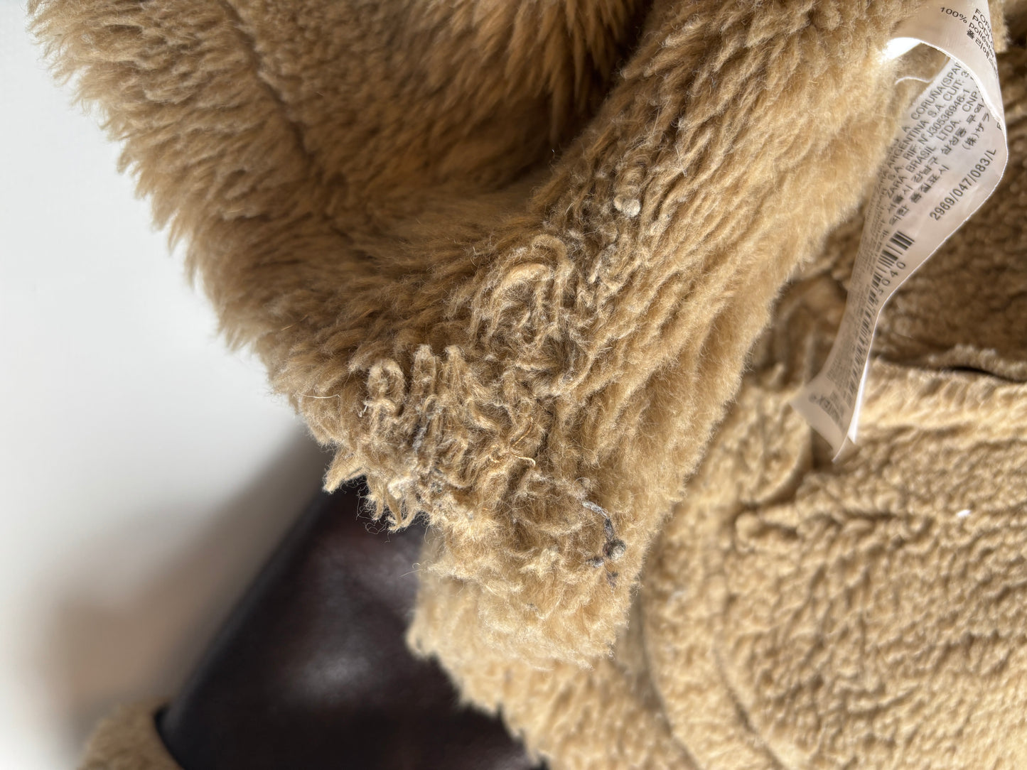 Zara Shearling-Fliegerjacke dunkelbraun mit Kunstfell, L passt S-M