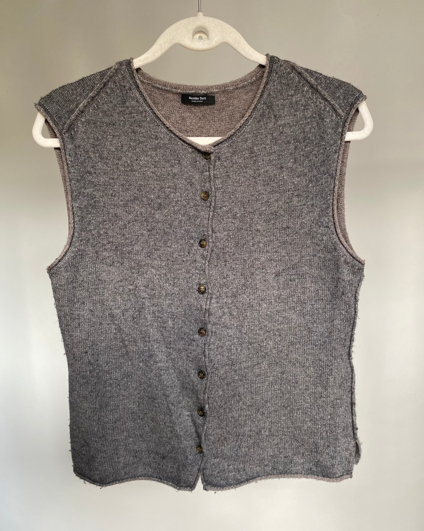 Massimo Dutti pre-loved Strickweste Pullunder grau Kaschmir-Wolle, M