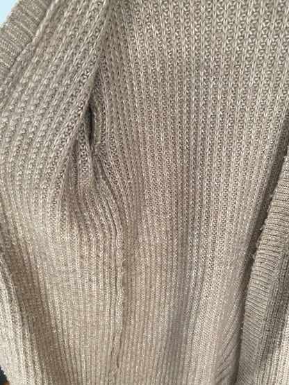 Langer Cardigan Strickjacke braun-grau taupe, Grobstrick, S,M,L,XL