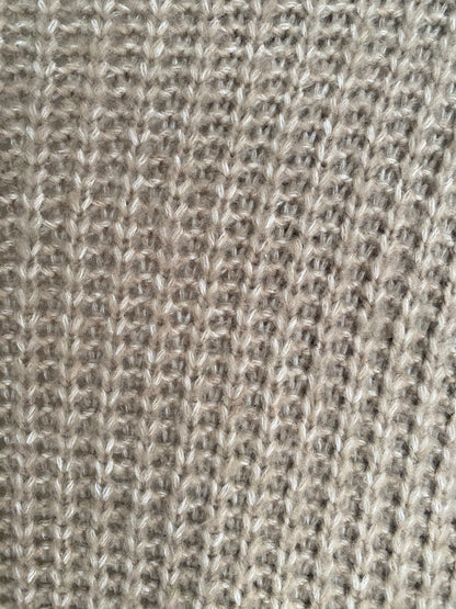 Langer Cardigan Strickjacke braun-grau taupe, Grobstrick, S,M,L,XL