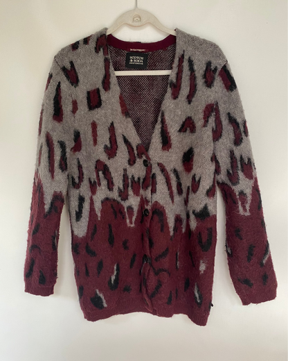 Pre-loved SCOTCH & SODA Strickjacke allover Print, bordeaux, M,L