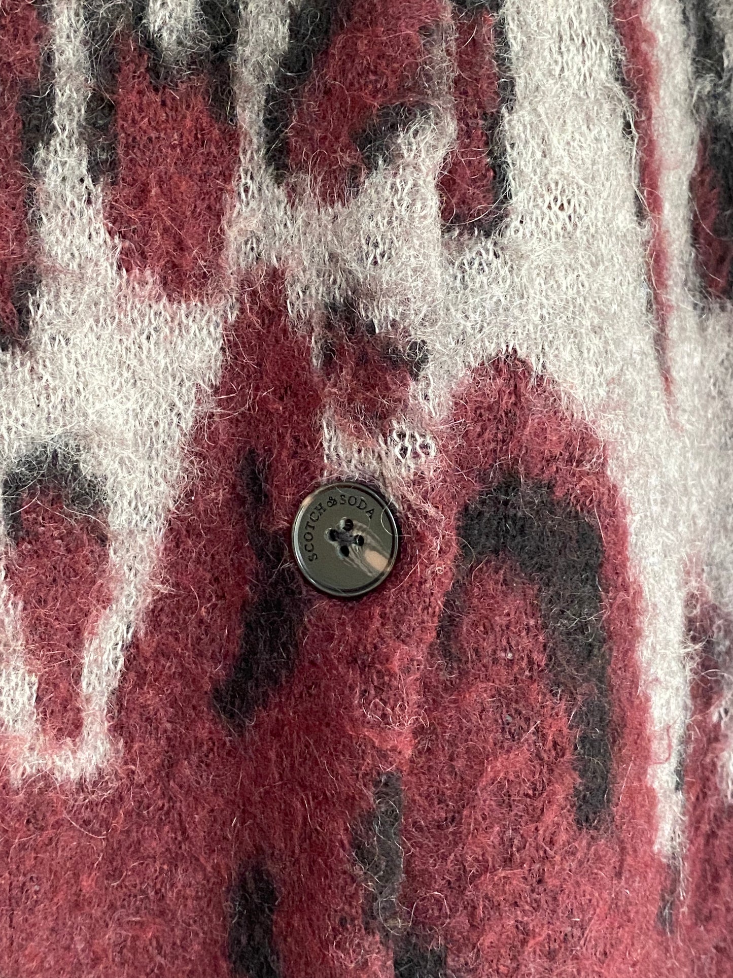 Pre-loved SCOTCH & SODA Strickjacke allover Print, bordeaux, M,L