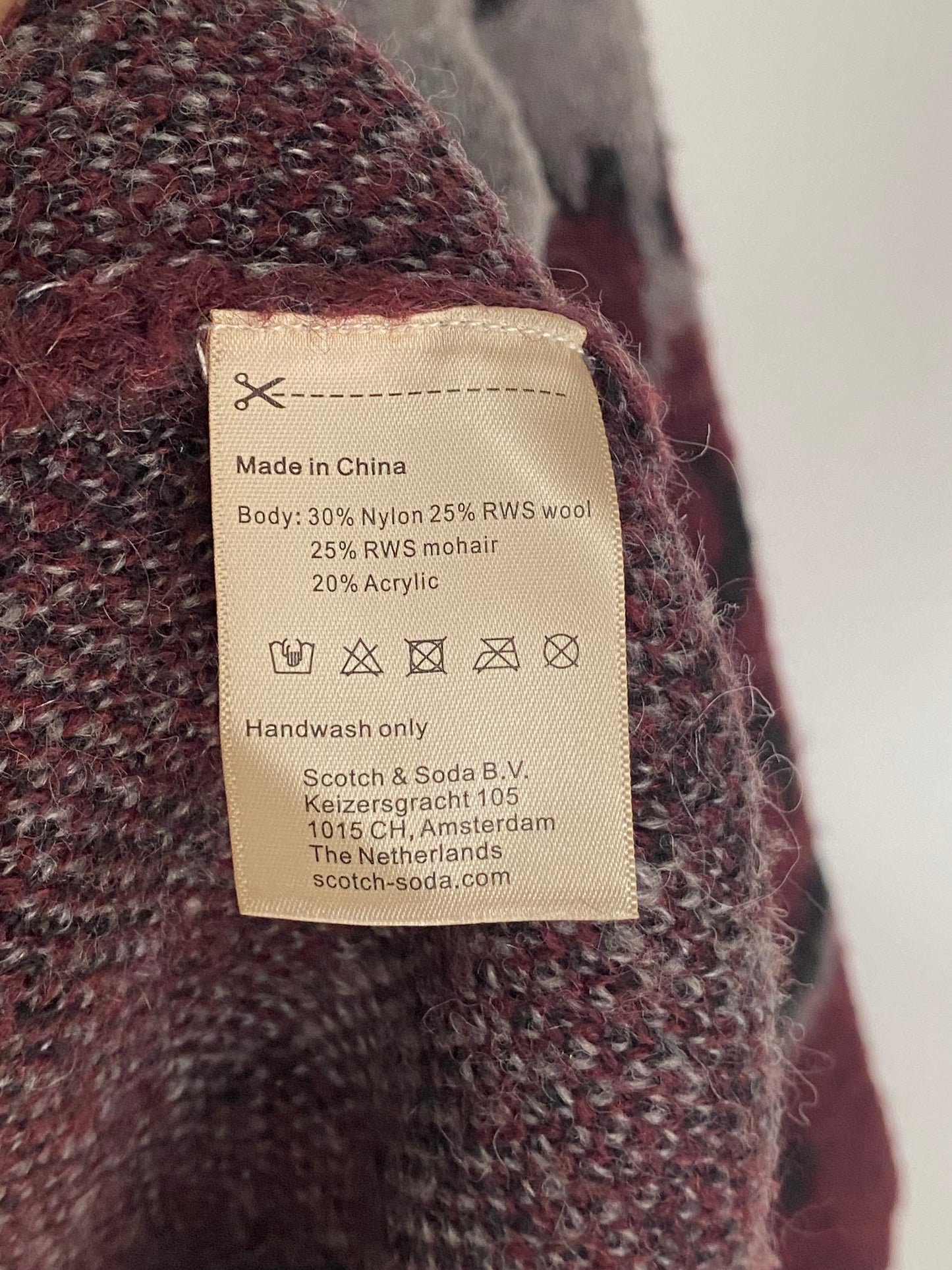 Pre-loved SCOTCH & SODA Strickjacke allover Print, bordeaux, M,L