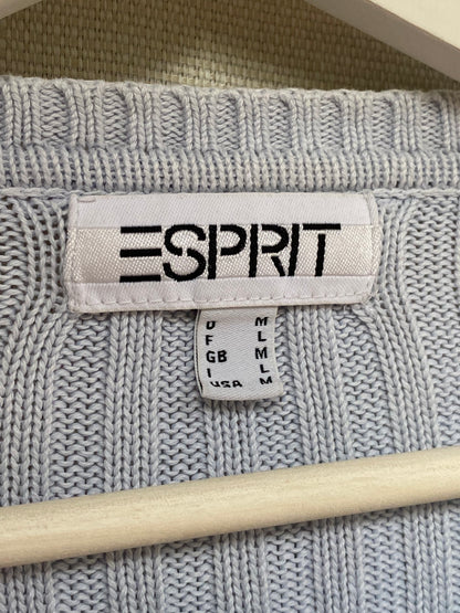 y2k cable knit Esprit Baumwolle Strickpullover hellblau 2000er Stil S,M