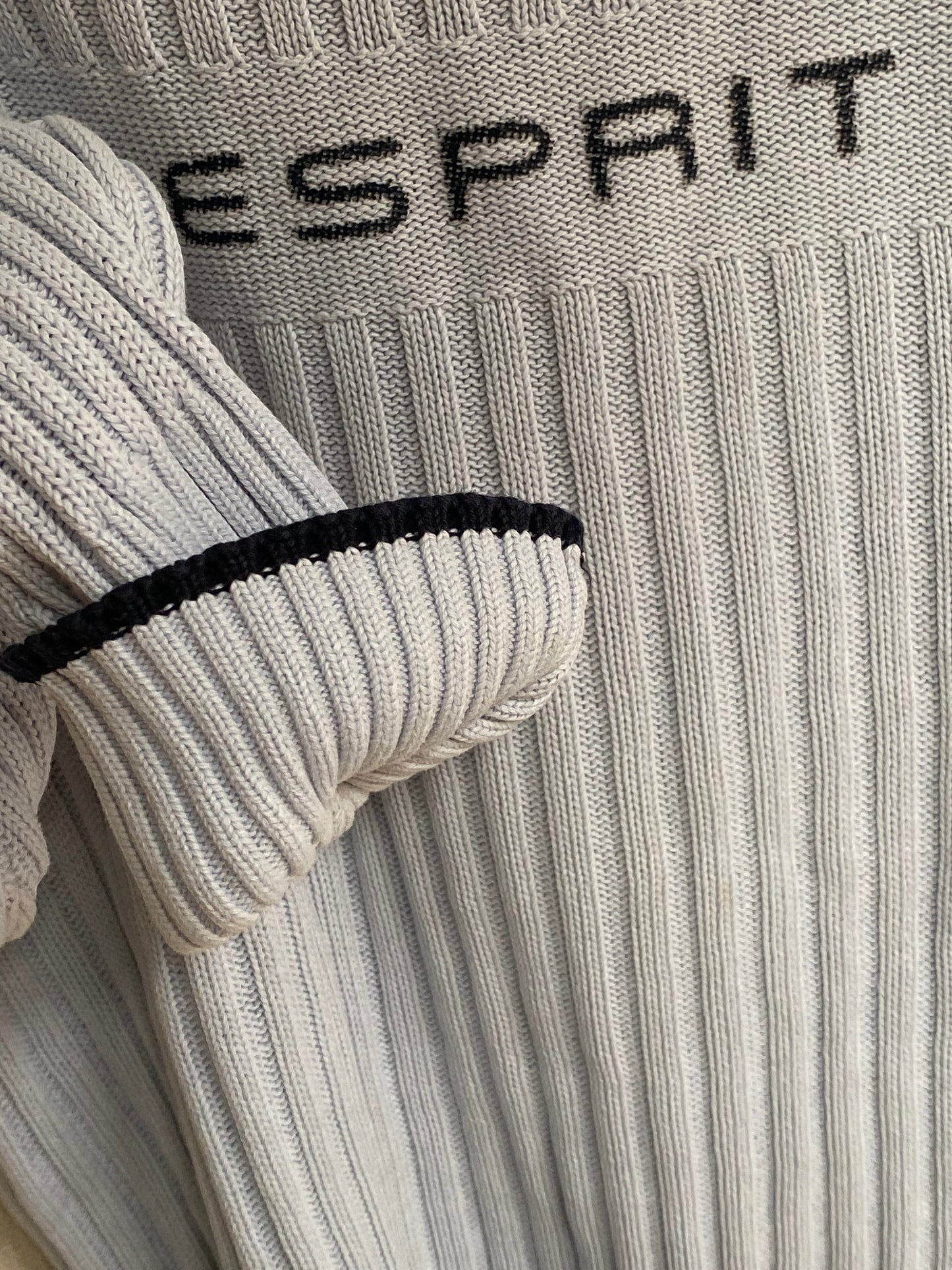 y2k cable knit Esprit Baumwolle Strickpullover hellblau 2000er Stil S,M