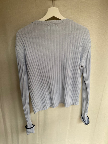 y2k cable knit Esprit Baumwolle Strickpullover hellblau 2000er Stil S,M