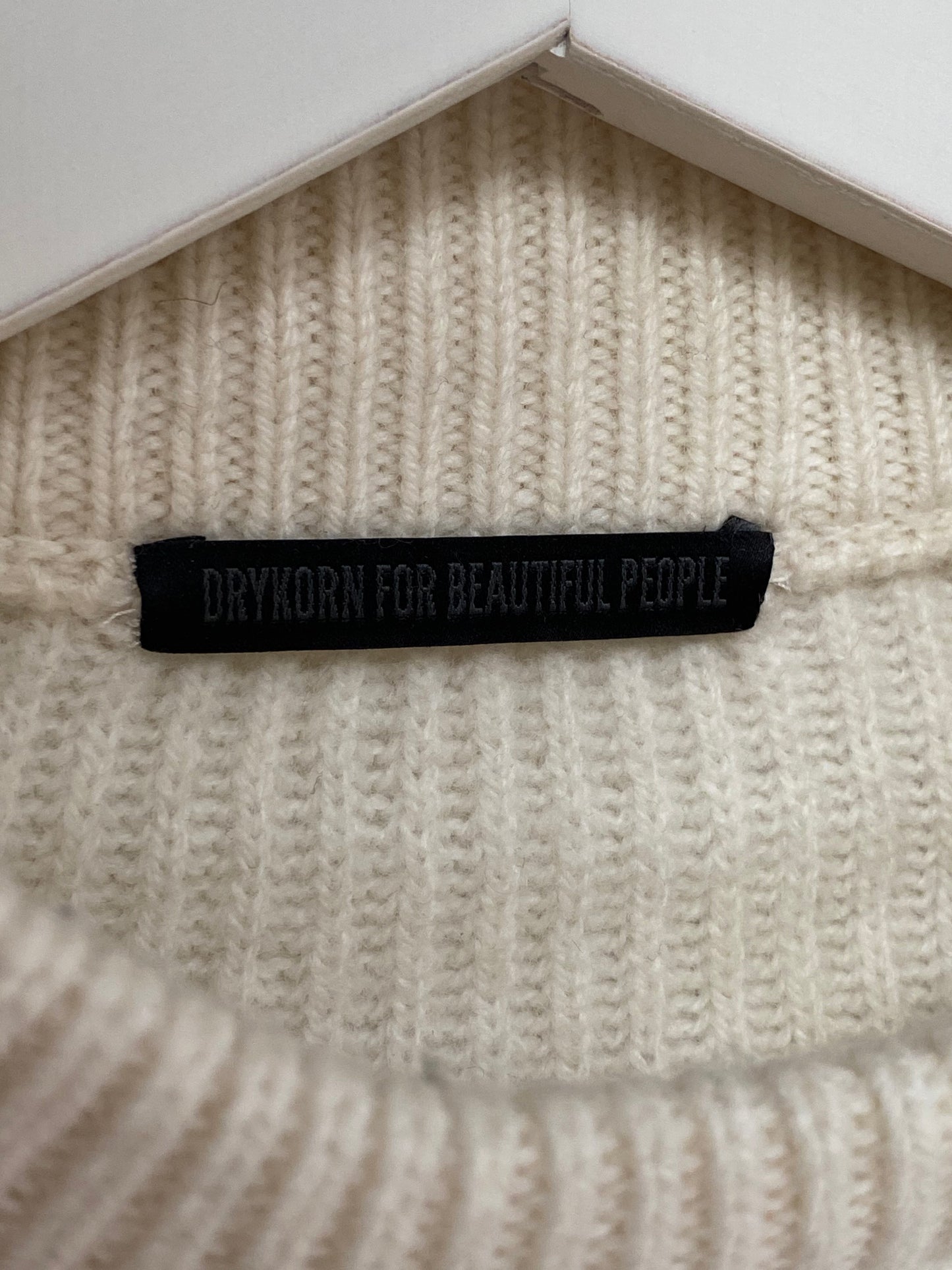 Drykorn Schurwolle Pullover Jorah in beige creme, Rippstrick, S