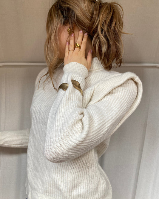 Drykorn Schurwolle Pullover Jorah in beige creme, Rippstrick, S