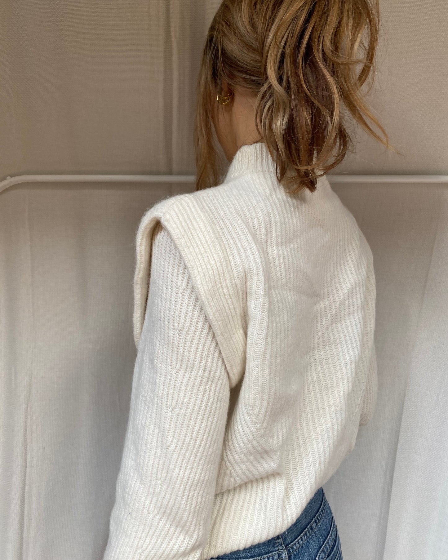 Drykorn Schurwolle Pullover Jorah in beige creme, Rippstrick, S