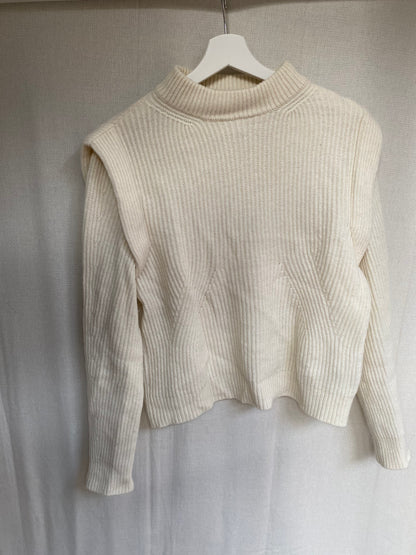 Drykorn Schurwolle Pullover Jorah in beige creme, Rippstrick, S
