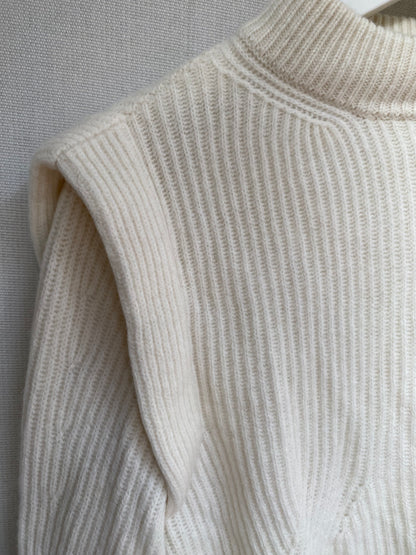 Drykorn Schurwolle Pullover Jorah in beige creme, Rippstrick, S