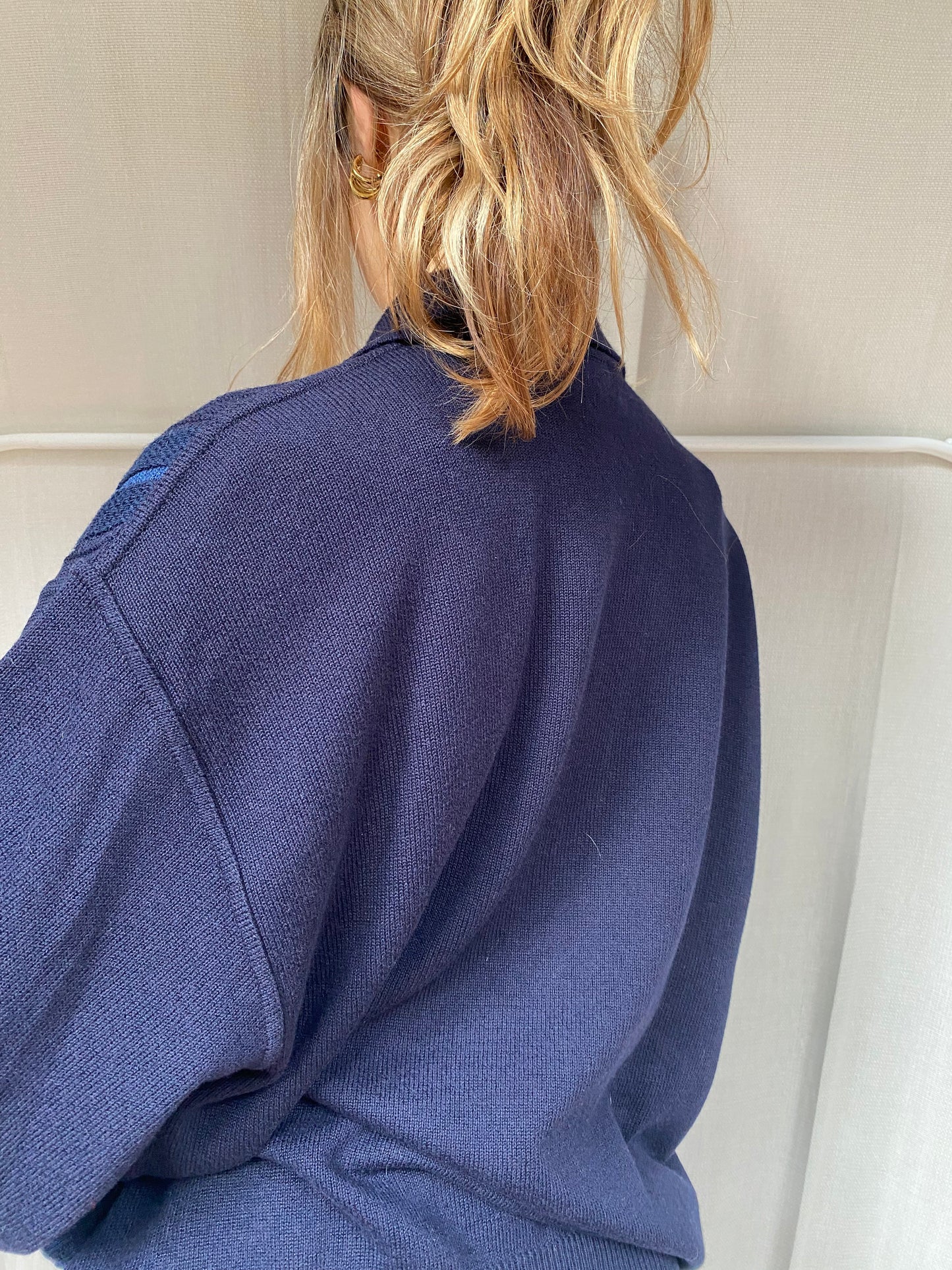 Vintage Dardano Strickpullover Hemd-Kragen, mit 3D Knit, M, L