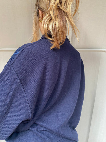 Vintage Dardano Strickpullover Hemd-Kragen, mit 3D Knit, M, L