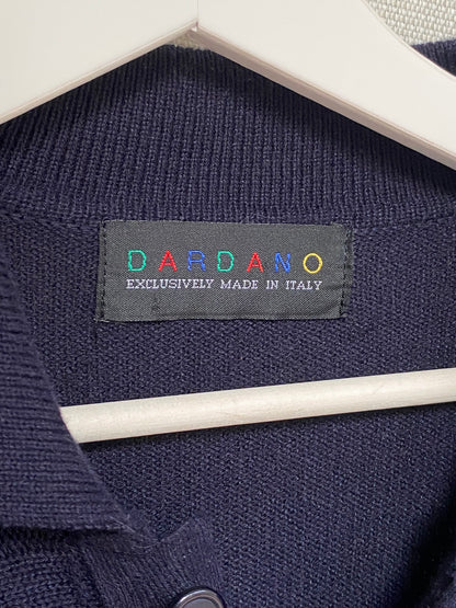 Vintage Dardano Strickpullover Hemd-Kragen, mit 3D Knit, M, L