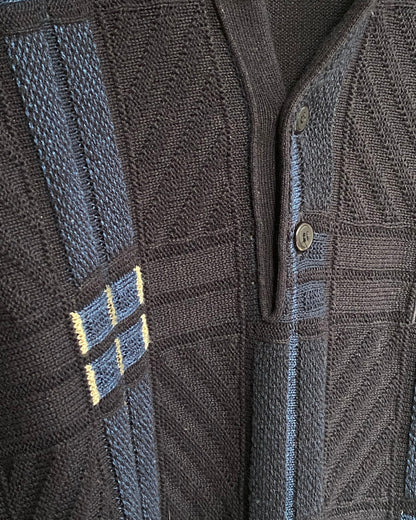 Vintage Dardano Strickpullover Hemd-Kragen, mit 3D Knit, M, L