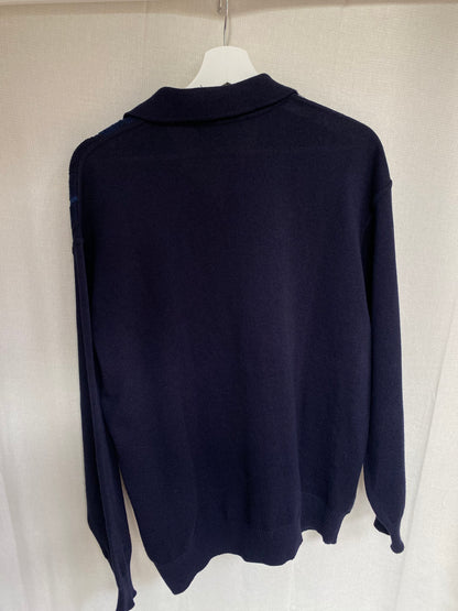 Vintage Dardano Strickpullover Hemd-Kragen, mit 3D Knit, M, L