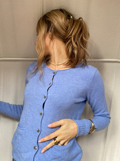 Christian Berg 100% Merinowolle Damen Cardigan in blau, M