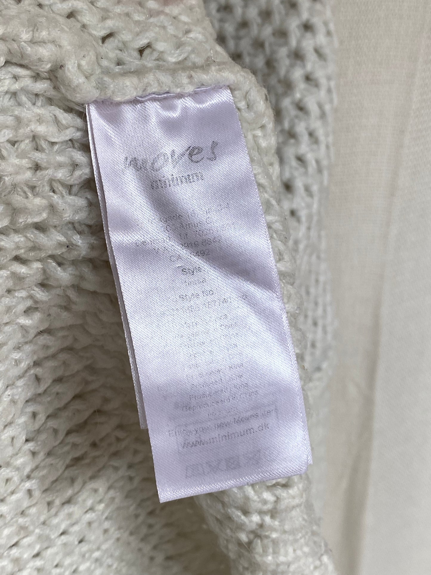 Offwhite farbener Ajour-Muster Lochstrick Pullover, baggy, M