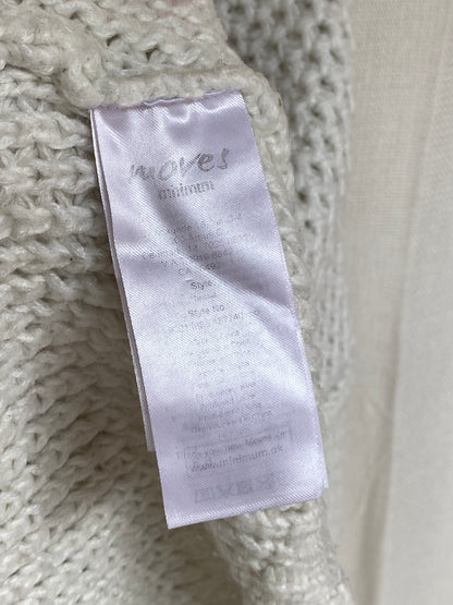 Offwhite farbener Ajour-Muster Lochstrick Pullover, baggy, M