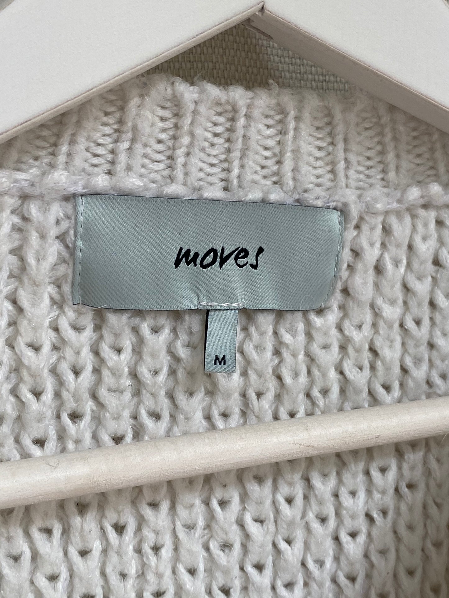 Offwhite farbener Ajour-Muster Lochstrick Pullover, baggy, M