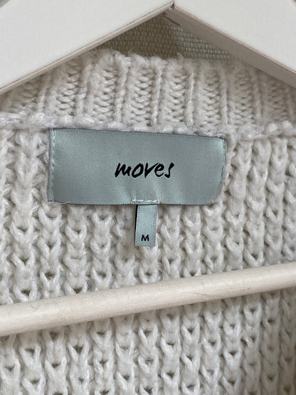 Offwhite farbener Ajour-Muster Lochstrick Pullover, baggy, M