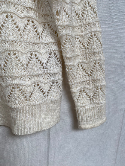 Free/Quent Strickpullover Baumwollmix in creme sand mit Lochmuster Grobstrick, S