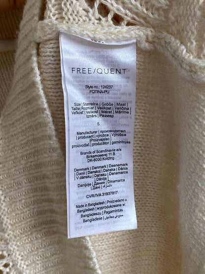 Free/Quent Strickpullover Baumwollmix in creme sand mit Lochmuster Grobstrick, S
