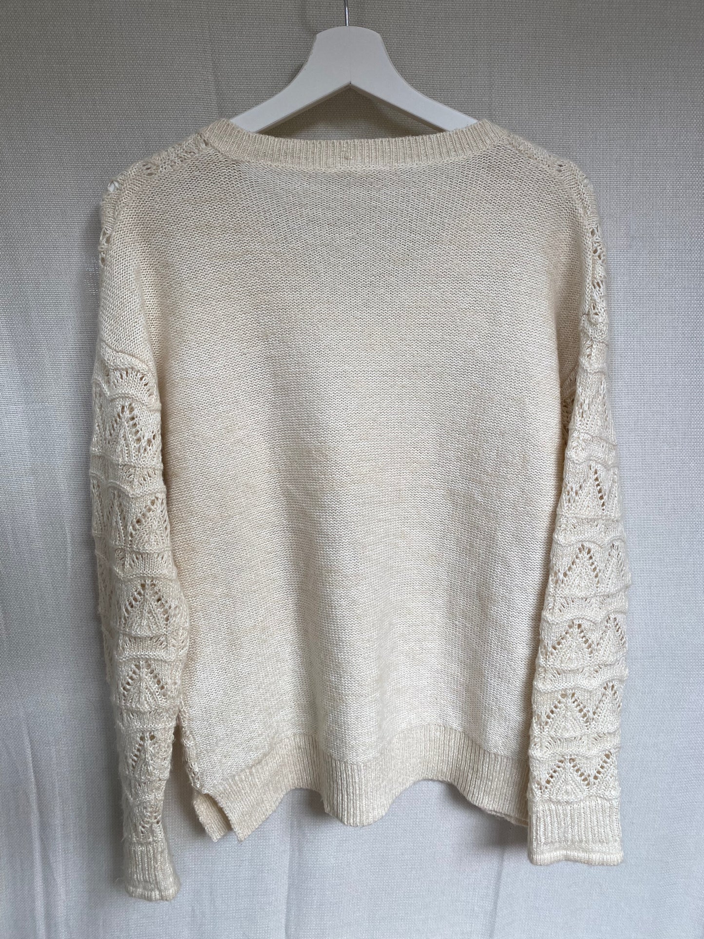 Free/Quent Strickpullover Baumwollmix in creme sand mit Lochmuster Grobstrick, S