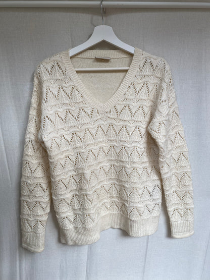 Free/Quent Strickpullover Baumwollmix in creme sand mit Lochmuster Grobstrick, S