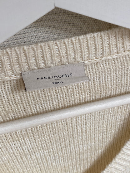 Free/Quent Strickpullover Baumwollmix in creme sand mit Lochmuster Grobstrick, S