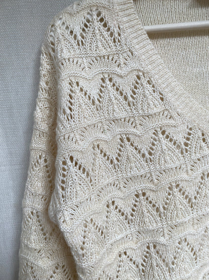 Free/Quent Strickpullover Baumwollmix in creme sand mit Lochmuster Grobstrick, S