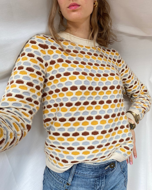 Toller Strickpullover Tom Tailor mit 3D Muster multicolor, beige, S