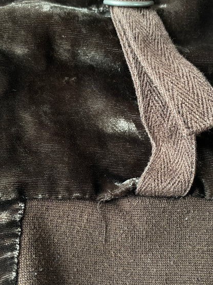 Samt Velours Zipjacke im y2k Stil, braun glänzend mit Kapuze, S,M