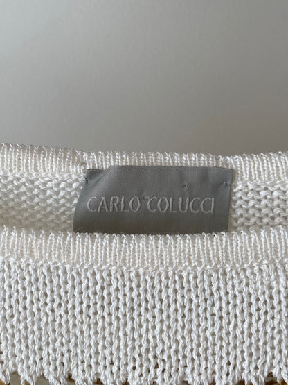 Carlo Colucci Grobstrick Pullover gestreift creme-braun, S, M