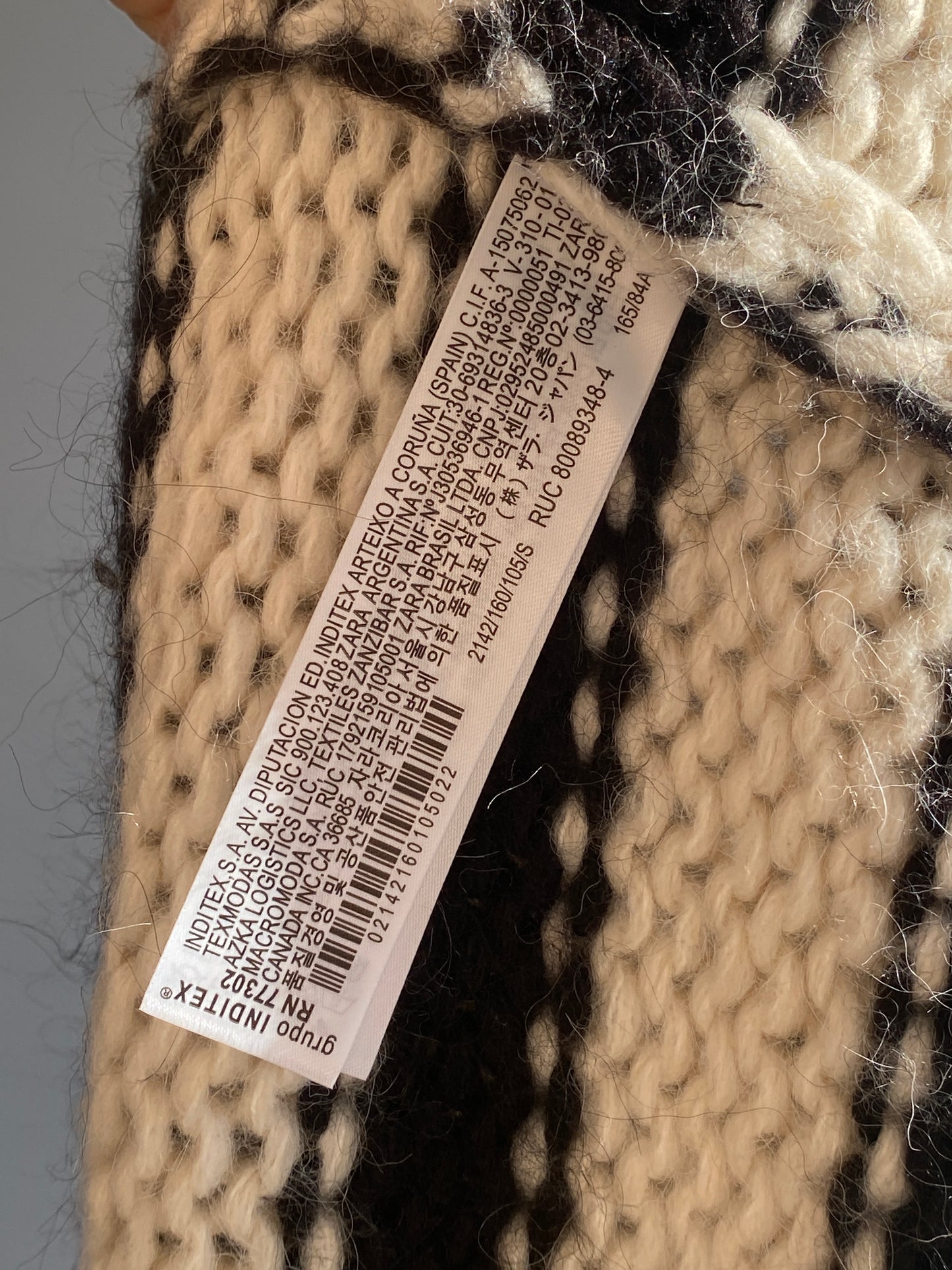 Zara Grobstrick oversize Strickpullover schwarz weiß Blockstreifen, S, M