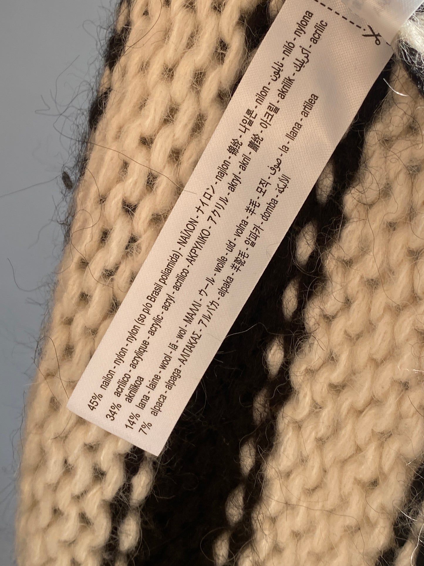 Zara Grobstrick oversize Strickpullover schwarz weiß Blockstreifen, S, M