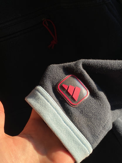 adidas 1999 Hoodie Sweater blau petrol türkis, Vintage Pullover, XS (164)