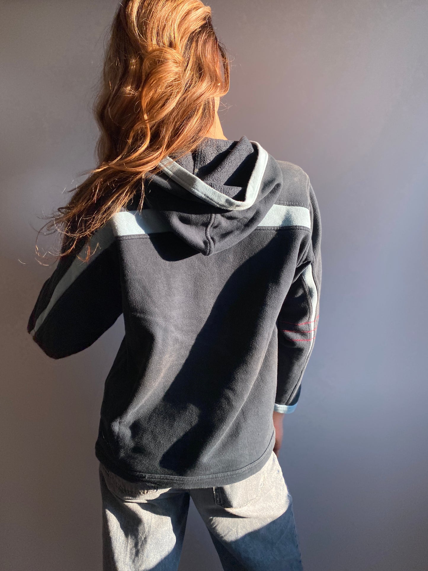 adidas 1999 Hoodie Sweater blau petrol türkis, Vintage Pullover, XS (164)