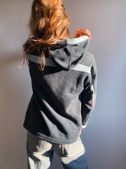 adidas 1999 Hoodie Sweater blau petrol türkis, Vintage Pullover, XS (164)