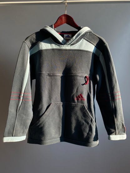 adidas 1999 Hoodie Sweater blau petrol türkis, Vintage Pullover, XS (164)