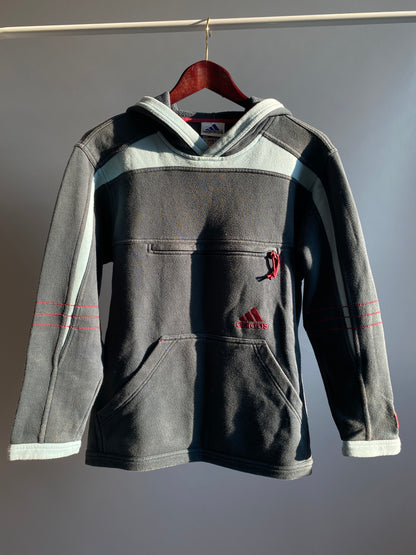 adidas 1999 Hoodie Sweater blau petrol türkis, Vintage Pullover, XS (164)