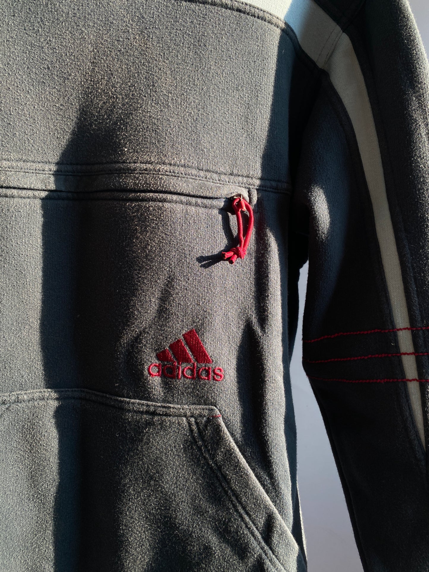 adidas 1999 Hoodie Sweater blau petrol türkis, Vintage Pullover, XS (164)