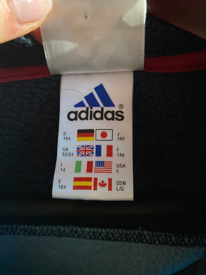 adidas 1999 Hoodie Sweater blau petrol türkis, Vintage Pullover, XS (164)