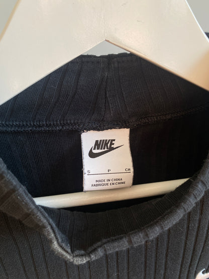 Nike geripptes Oberteil schwarz mit weiten Ärmeln und Logo, S