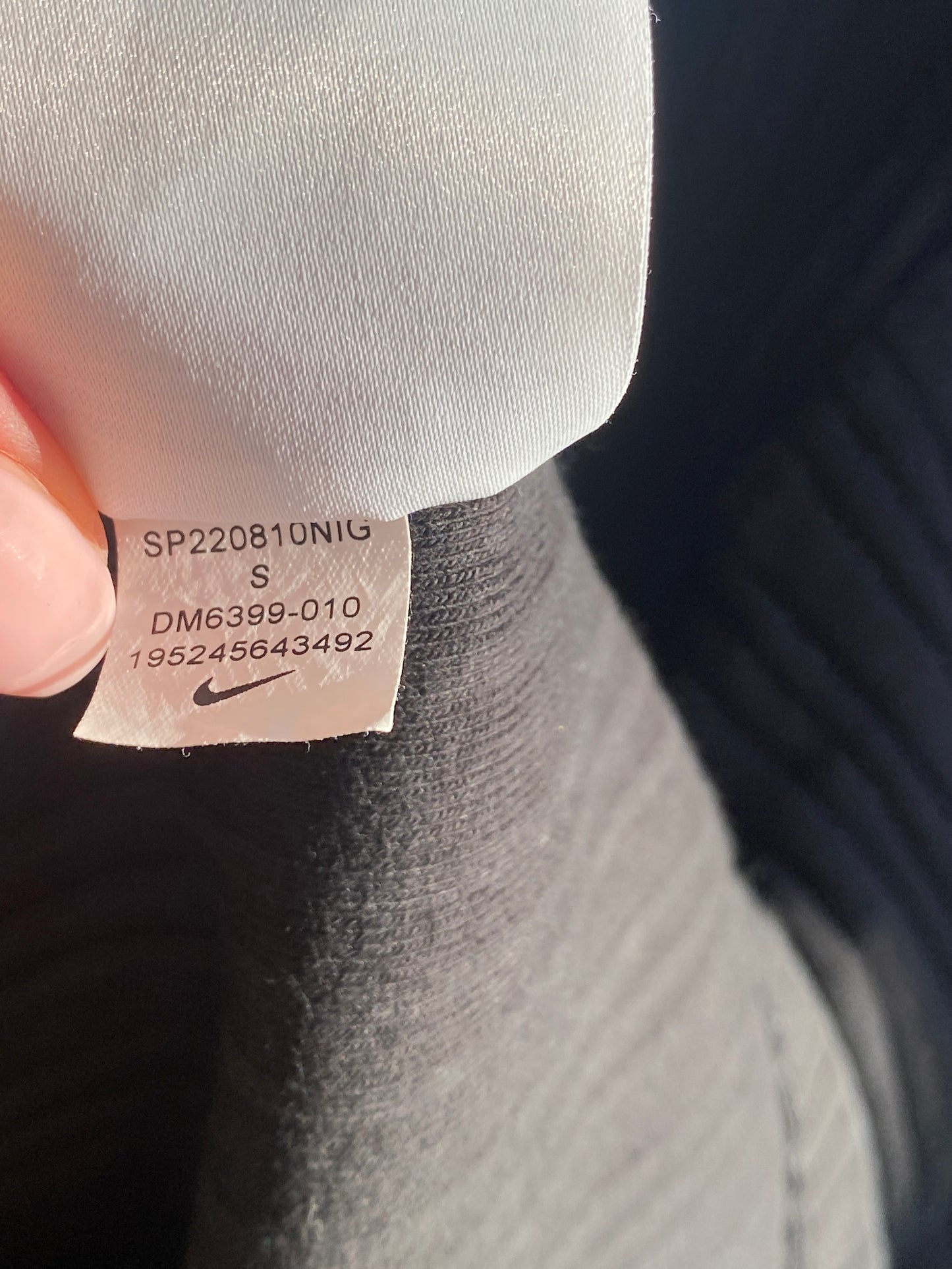 Nike geripptes Oberteil schwarz mit weiten Ärmeln und Logo, S