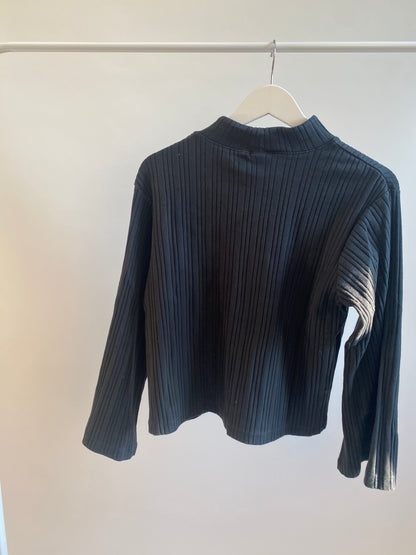 Nike geripptes Oberteil schwarz mit weiten Ärmeln und Logo, S