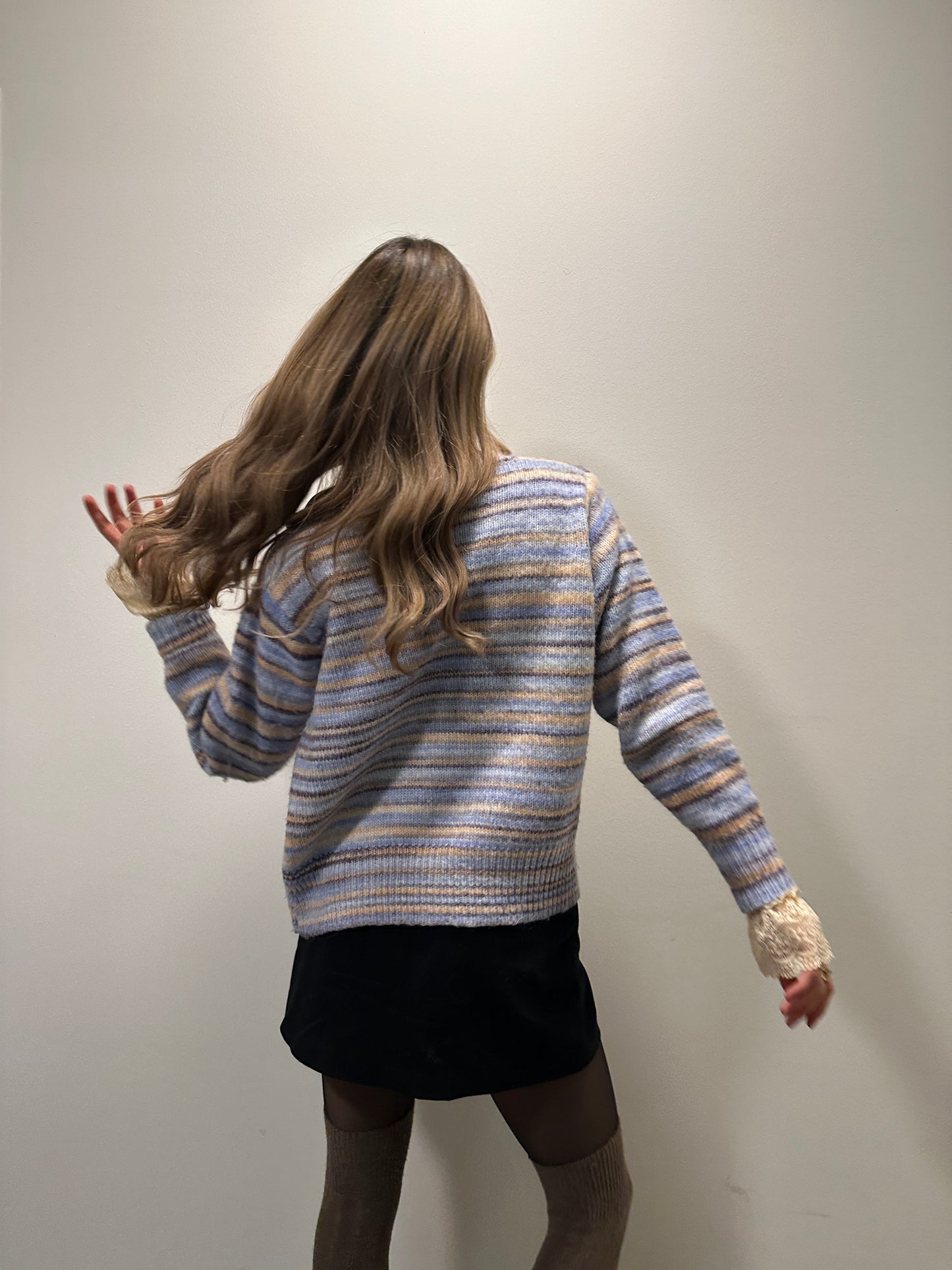 Soulmate Cardigan Strickjacke mit Knöpfen gestreift in hellblau, S, M, L